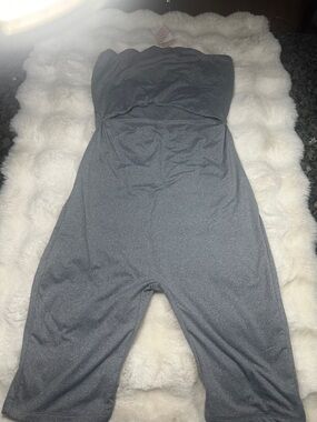 Heart & Hips Gray Strapless Cropped Jumpsuit